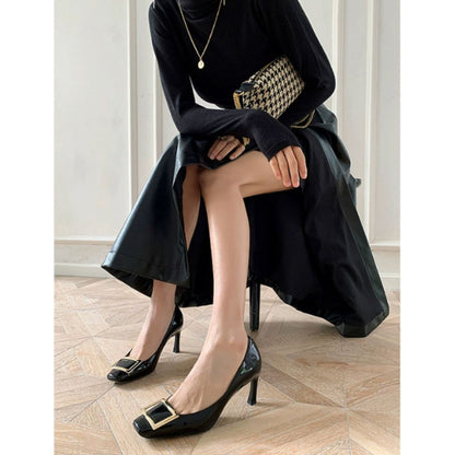 Narella™ | Chic Mid-Heel Sandals Featuring a Square Toe Design