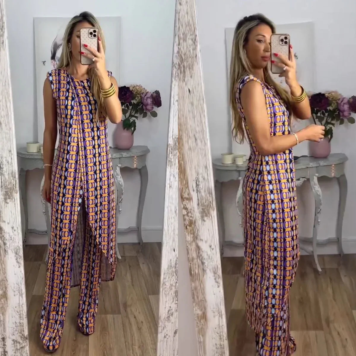 Sofia™ - Stylish Sleeveless Women's Two-Piece Ensemble