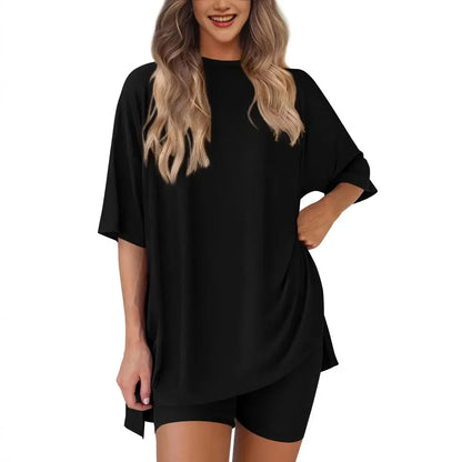 Chloe Relaxed Set – Oversized Shirt and Biker Shorts Combo