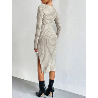 Sienna™ - Elegant Knit Midi Dress