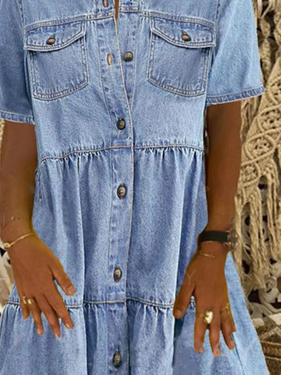 Bohemian Denim Dress - Amy