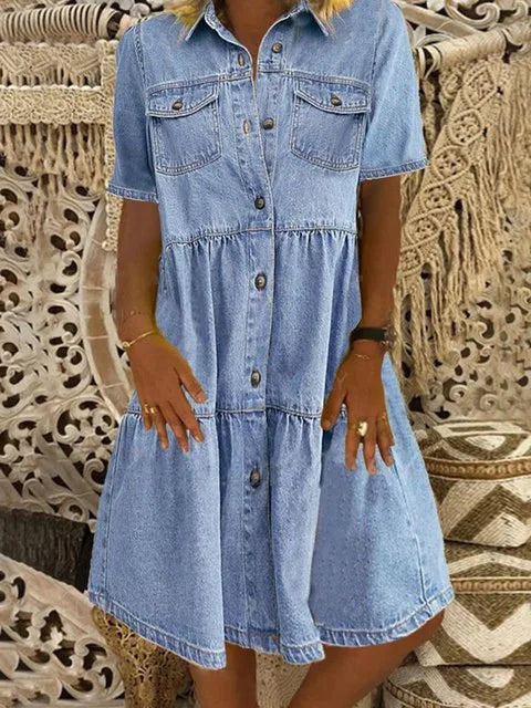 Bohemian Denim Dress - Amy