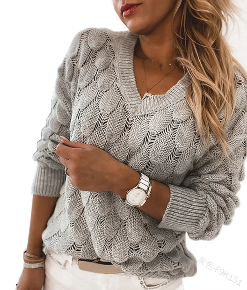 Tash™ Openwork V-Neck Sweater