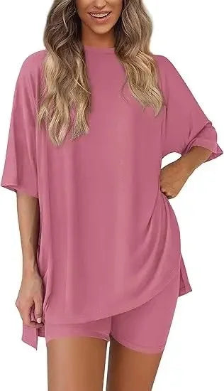 Chloe Relaxed Set – Oversized Shirt and Biker Shorts Combo