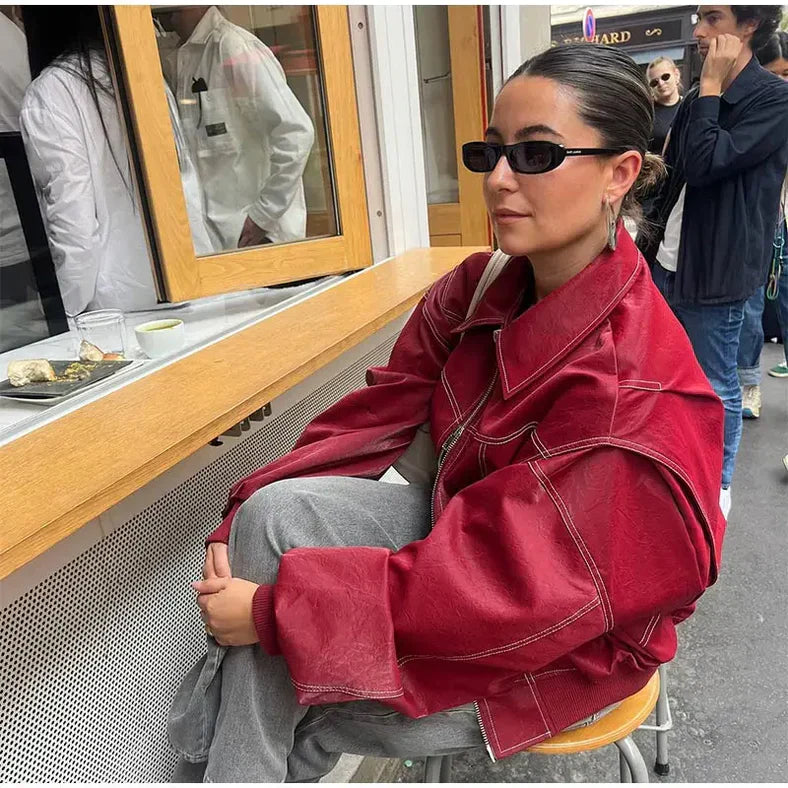 Amelia™ - Timeless Oversized PU Bomber Jacket
