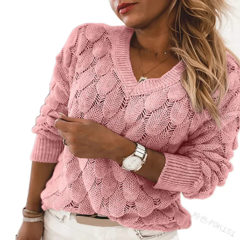Tash™ Openwork V-Neck Sweater