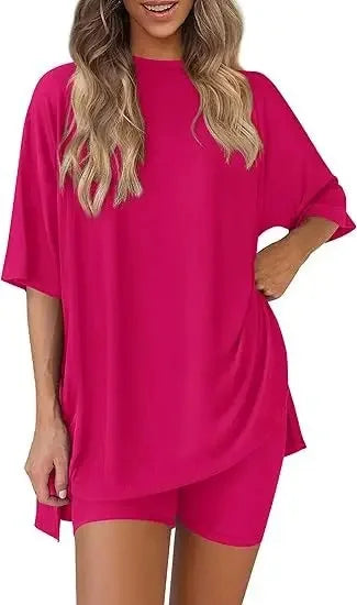 Chloe Relaxed Set – Oversized Shirt and Biker Shorts Combo