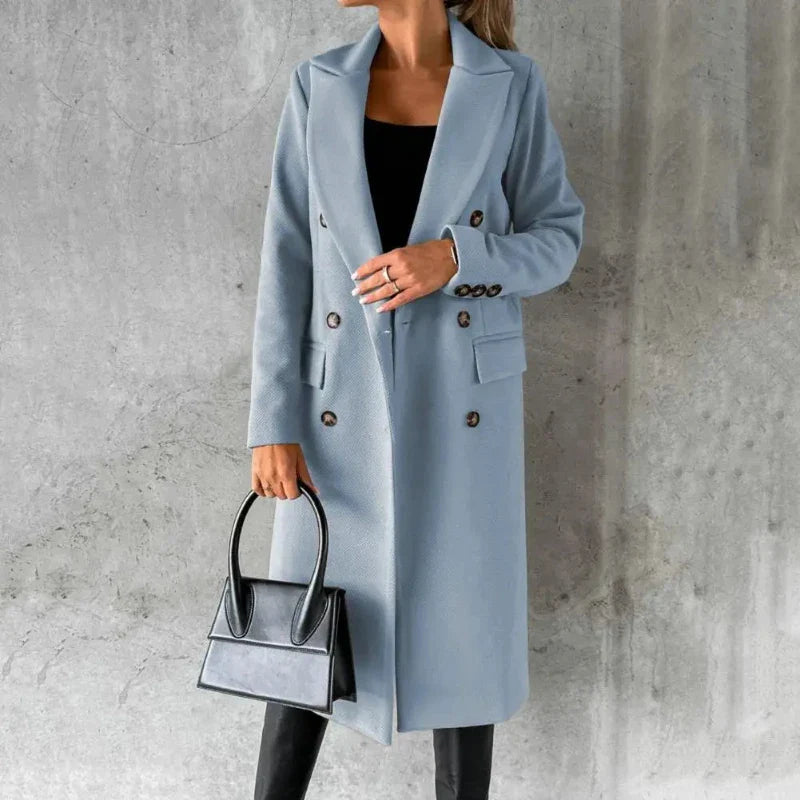 Selene™ - Urban Elegance Wool Trench Coat