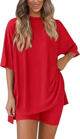 Chloe Relaxed Set – Oversized Shirt and Biker Shorts Combo