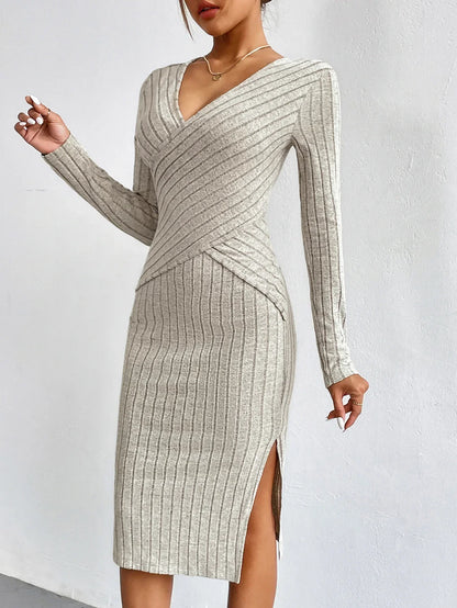 Sienna™ - Elegant Knit Midi Dress