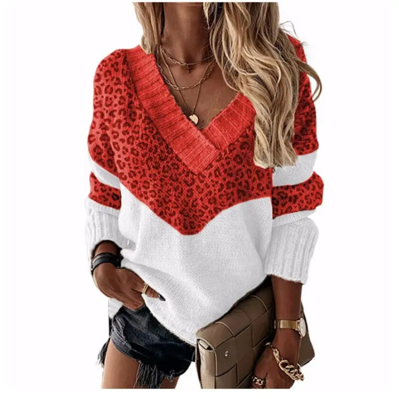 Tanya™ Leopard Print V-Neck Sweater