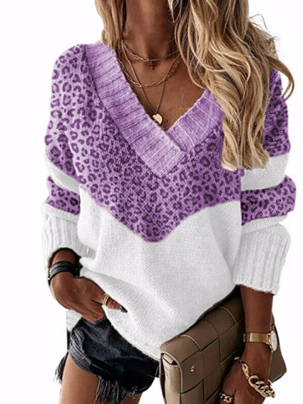 Tanya™ Leopard Print V-Neck Sweater