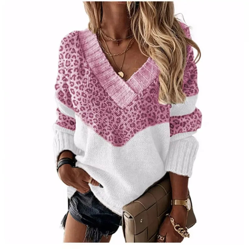 Tanya™ Leopard Print V-Neck Sweater