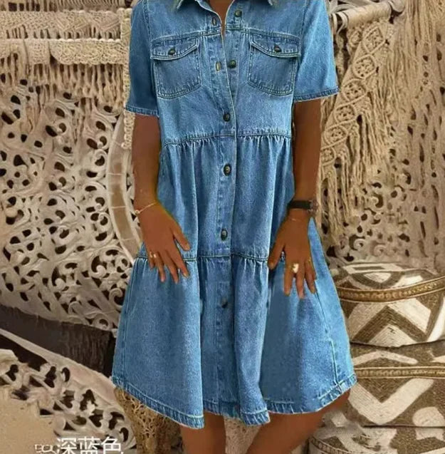 Bohemian Denim Dress - Amy