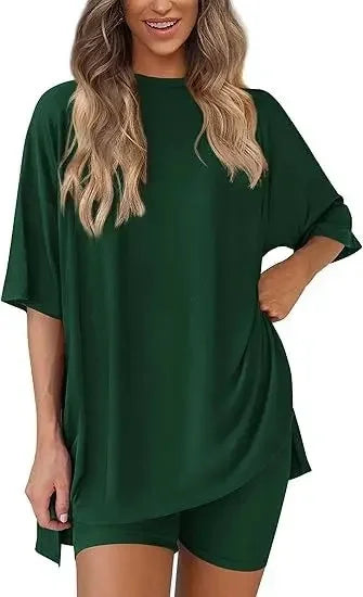 Chloe Relaxed Set – Oversized Shirt and Biker Shorts Combo