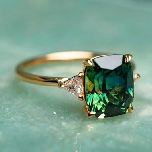 Gold Ring Featuring Green Zirconia