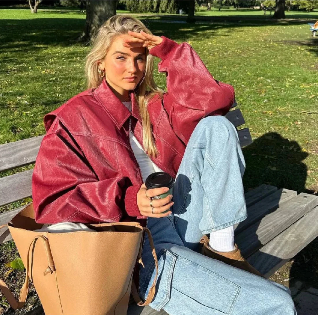 Amelia™ - Timeless Oversized PU Bomber Jacket