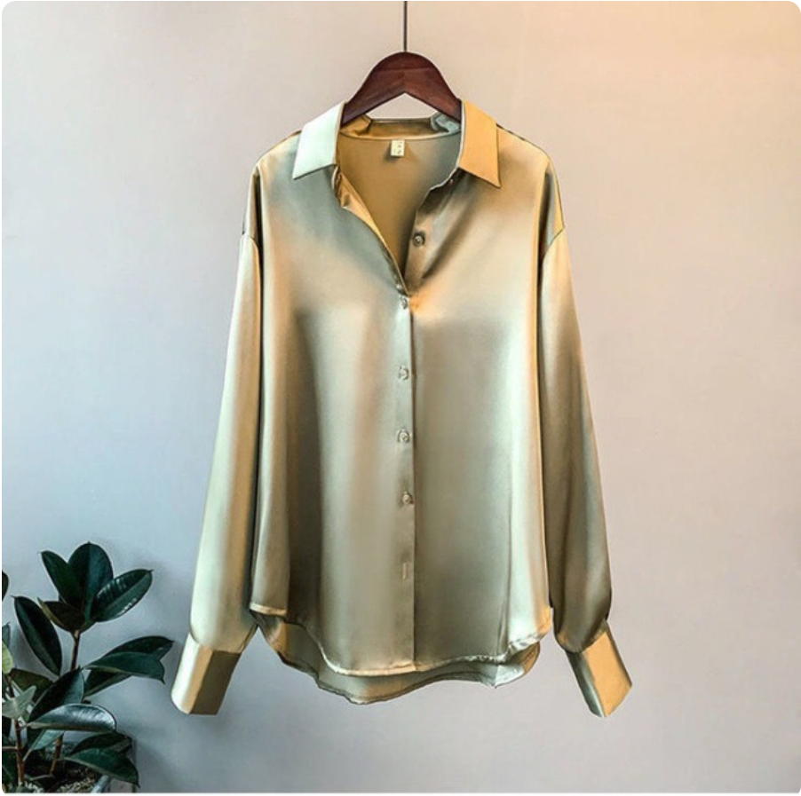 Lily™ | Elegant Satin Button-Up Shirt