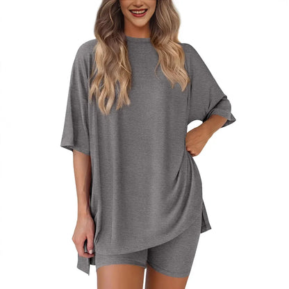 Chloe Relaxed Set – Oversized Shirt and Biker Shorts Combo