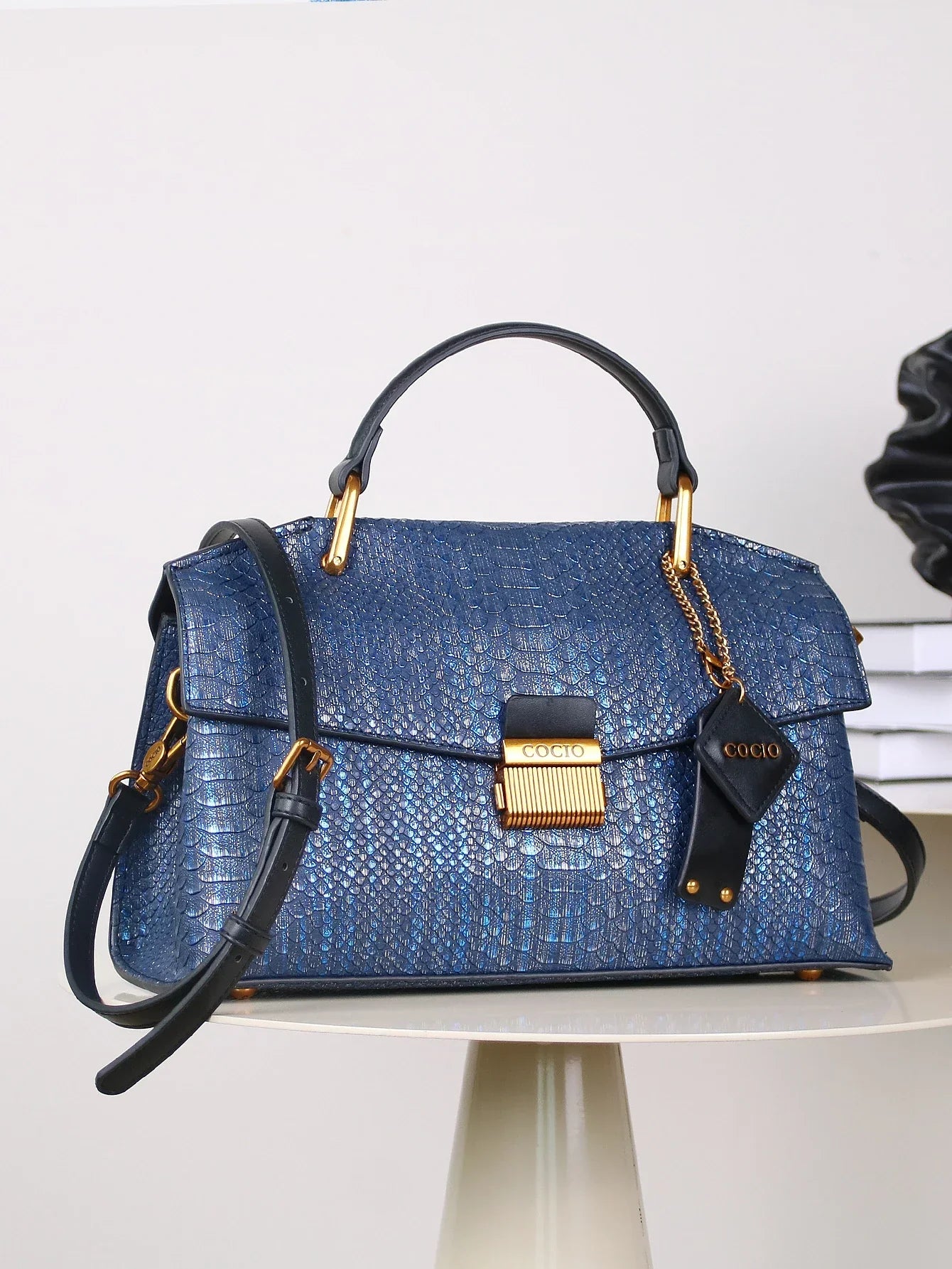 Celeste Python-Patterned Tote Bag