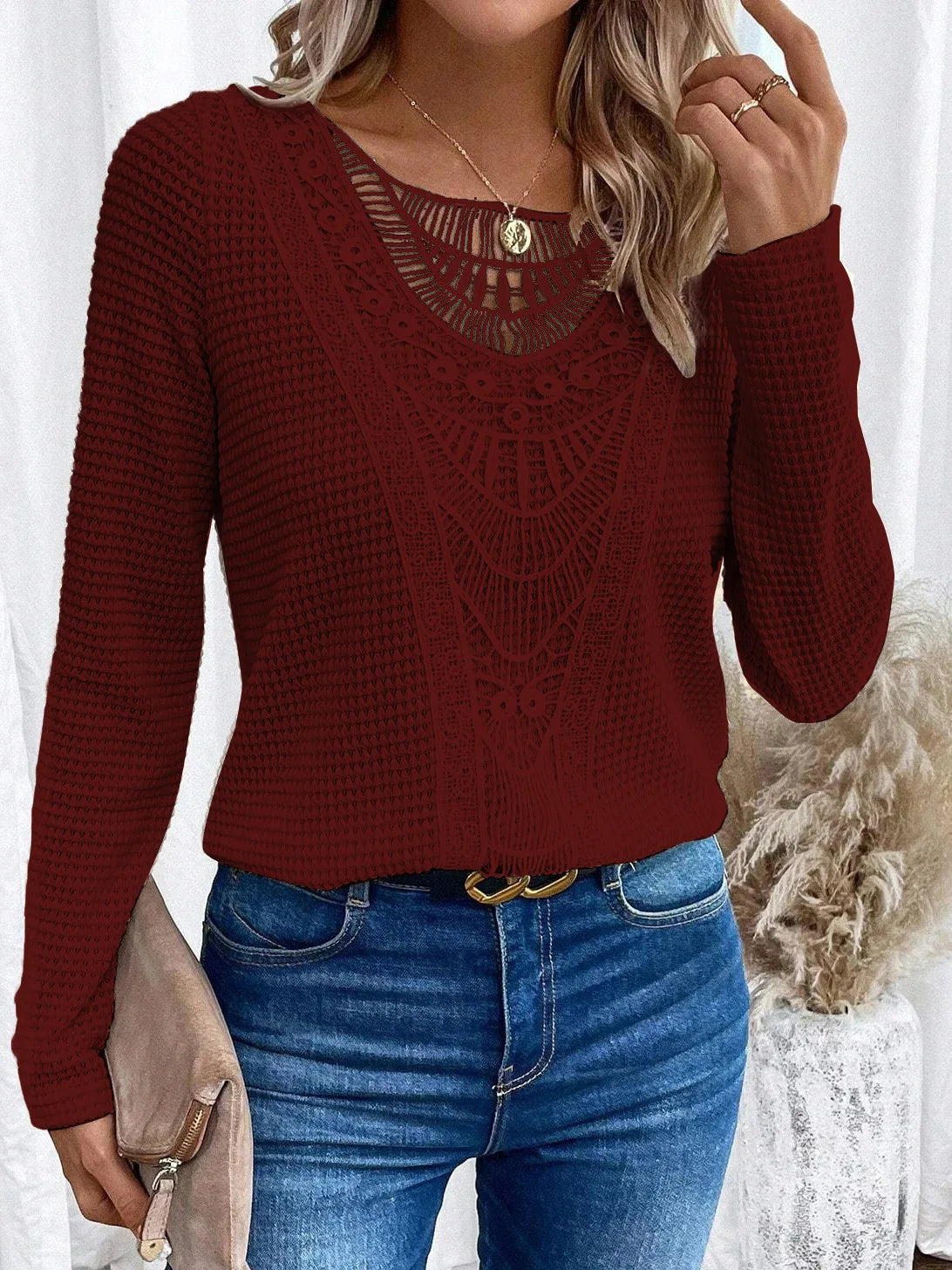 Kendall™ Long Sleeve Top with Round Neck