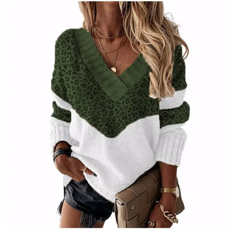 Tanya™ Leopard Print V-Neck Sweater