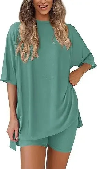 Chloe Relaxed Set – Oversized Shirt and Biker Shorts Combo
