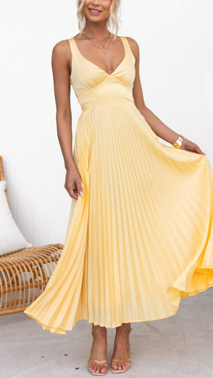 Bia - Pleated Maxi Dress in Marigold