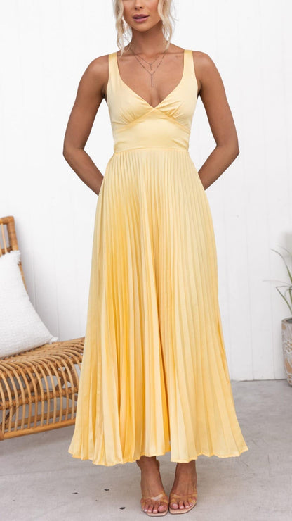 Bia - Pleated Maxi Dress in Marigold