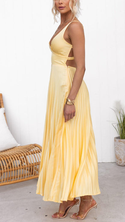 Bia - Pleated Maxi Dress in Marigold