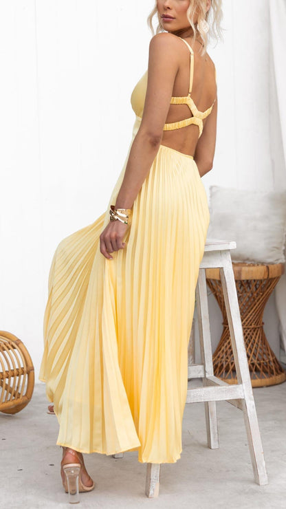 Bia - Pleated Maxi Dress in Marigold