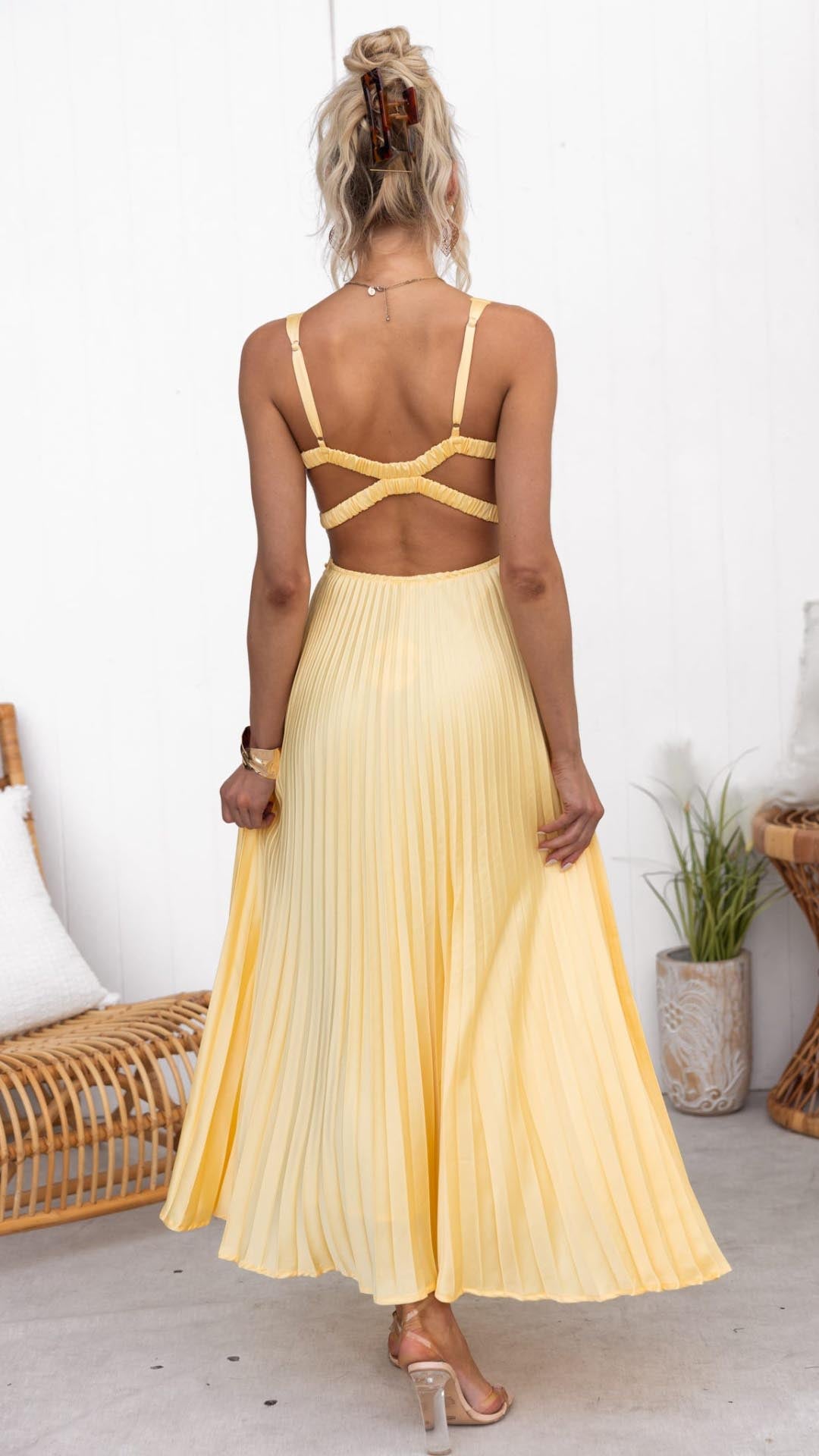 Bia - Pleated Maxi Dress in Marigold