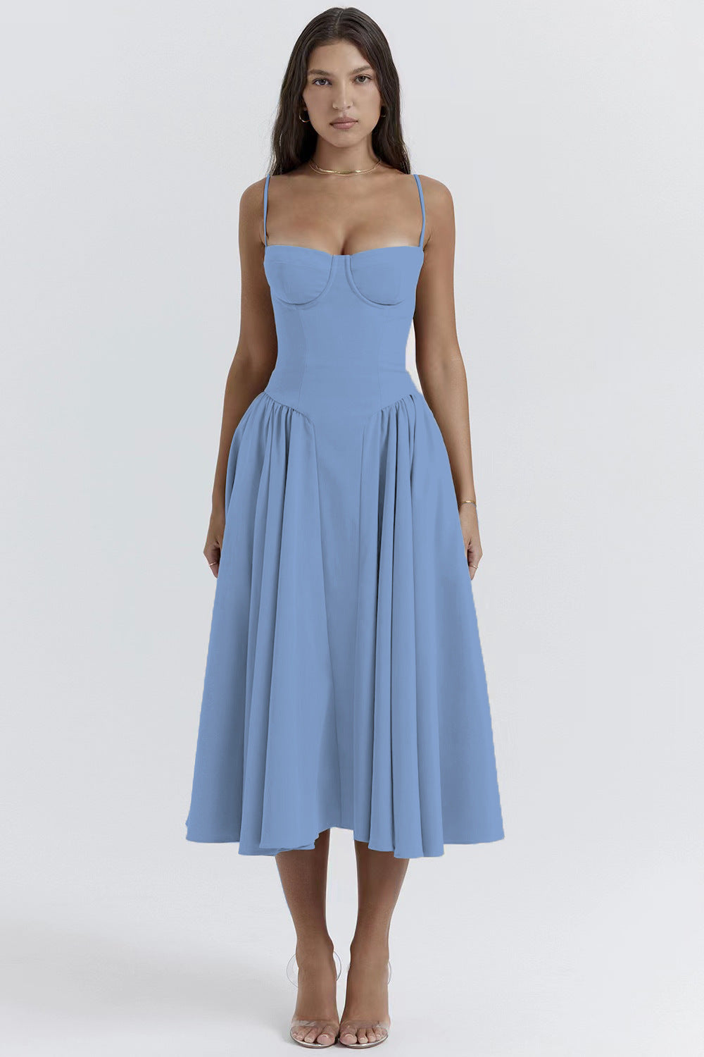Elegant Essence Sleeveless Corset Midi Dress