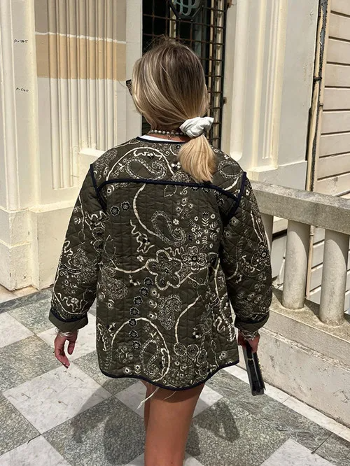 Luna™ - Retro Floral Quilted Cotton Jacket