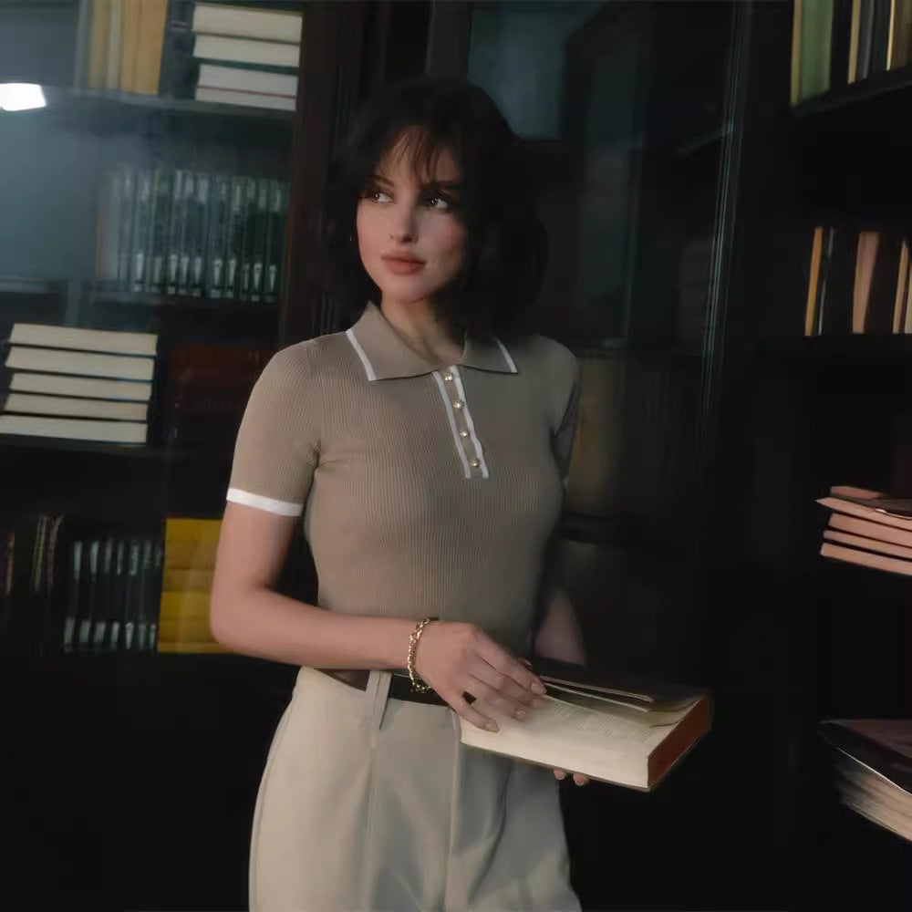 Button-Detail Knit Top