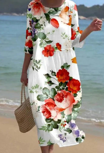 Flora™ - Enchanted Garden Floral Dress with Belly Coverage