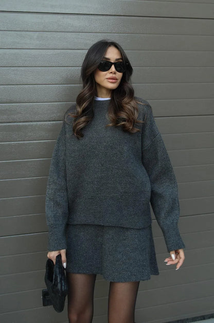 Aria™ - Heathered Sweater and Skirt Set