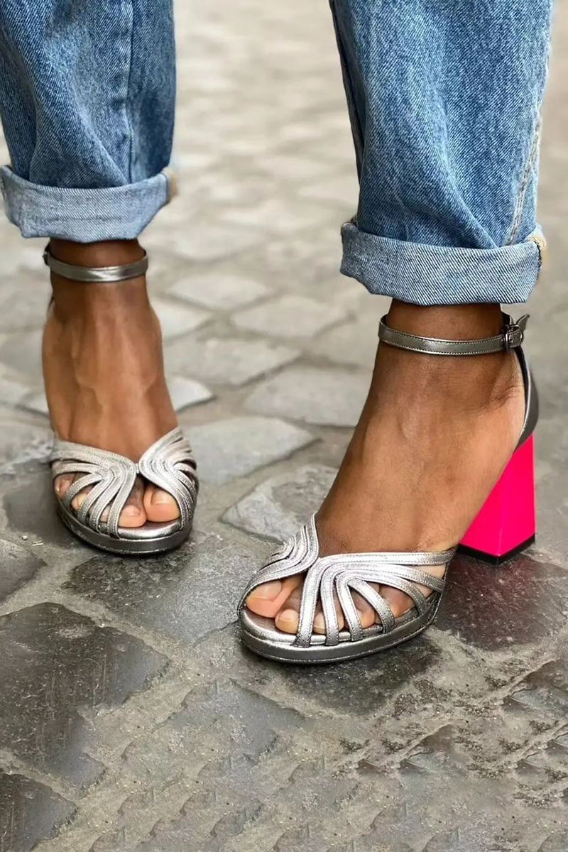 Seraphina™ | Elegant Buckle Sandals with Glossy Thick Heel