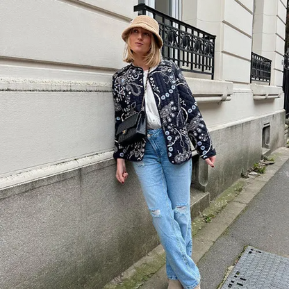 Luna™ - Retro Floral Quilted Cotton Jacket