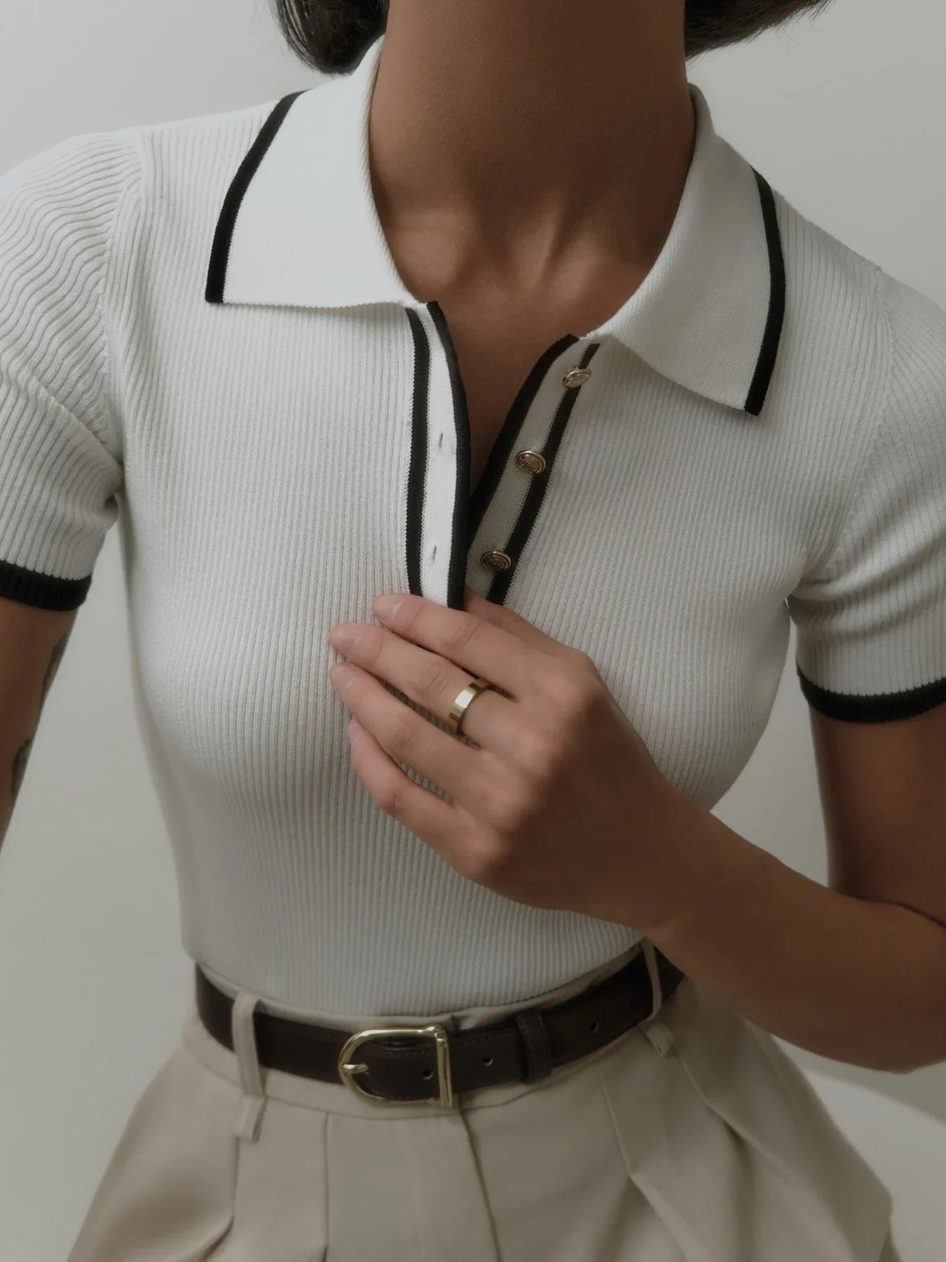 Button-Detail Knit Top