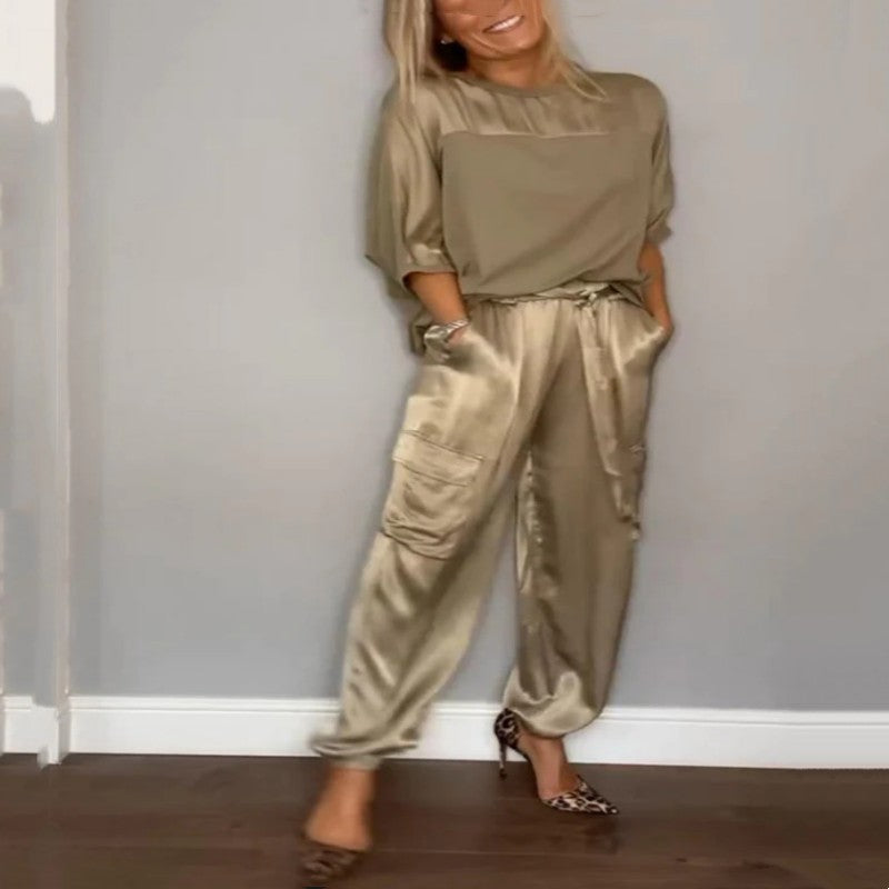 Elegant Satin Dreams Two-Piece Ensemble