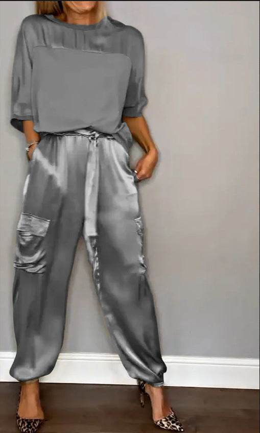 Elegant Satin Dreams Two-Piece Ensemble