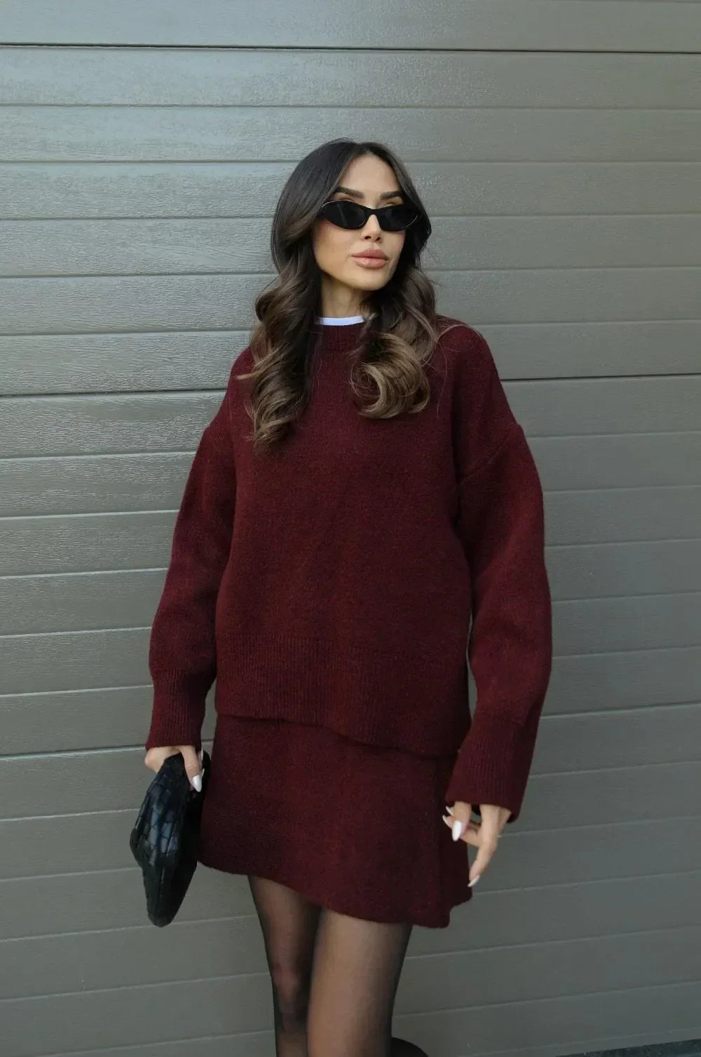 Aria™ - Heathered Sweater and Skirt Set