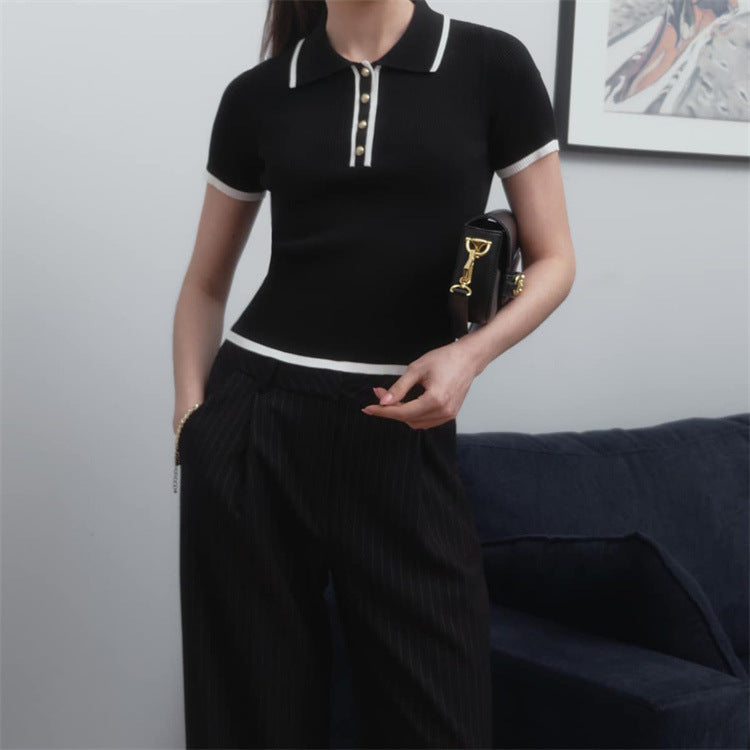 Button-Detail Knit Top