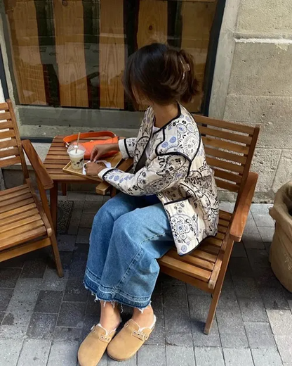 Luna™ - Retro Floral Quilted Cotton Jacket