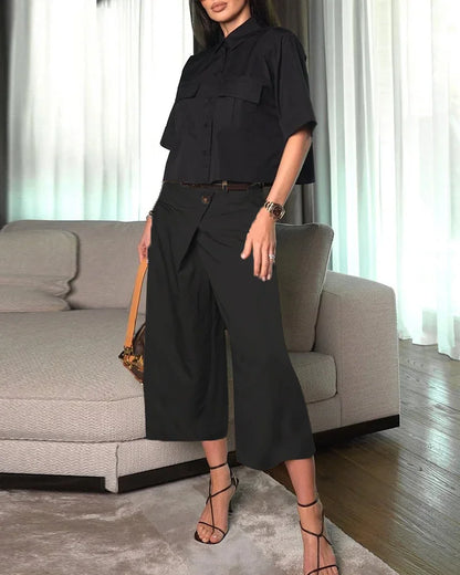 Aria™ - Stylish Cropped Two-Piece Ensemble