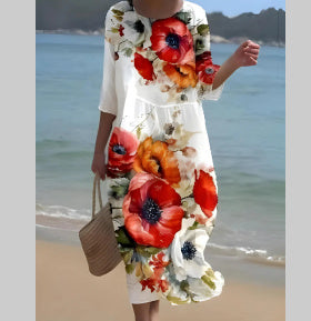 Flora™ - Enchanted Garden Floral Dress with Belly Coverage