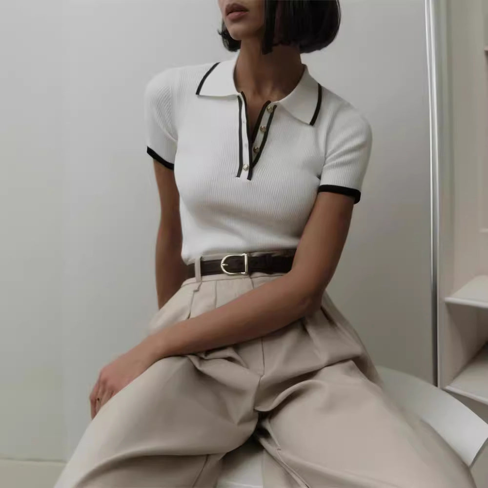 Button-Detail Knit Top