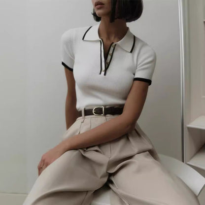 Button-Detail Knit Top