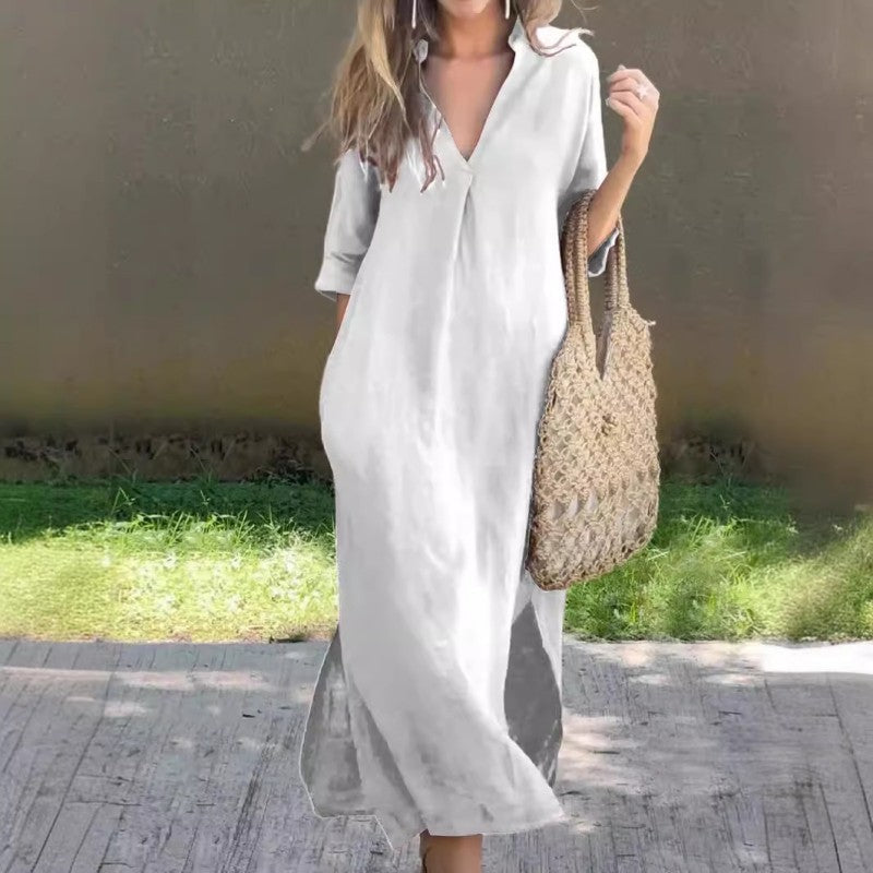 Clara V-Neck Midi Dress
